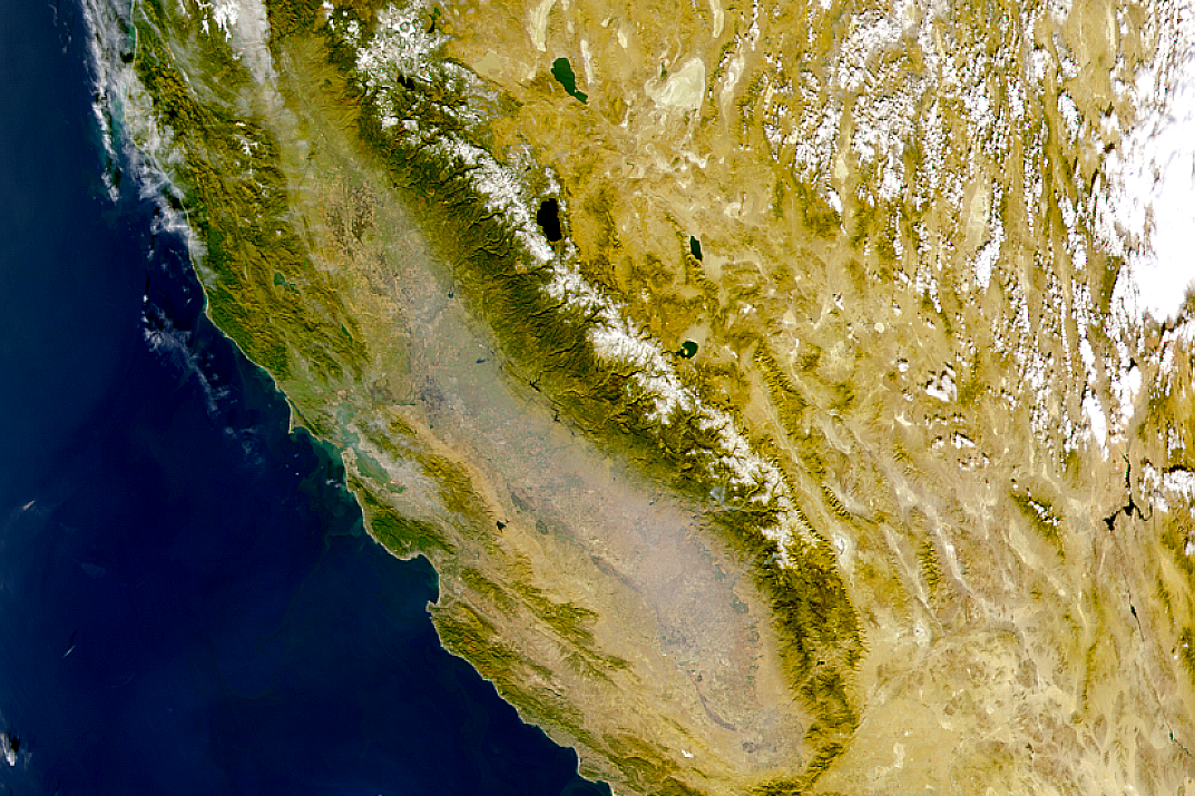 satellite view of hazy San Joaquin Valley